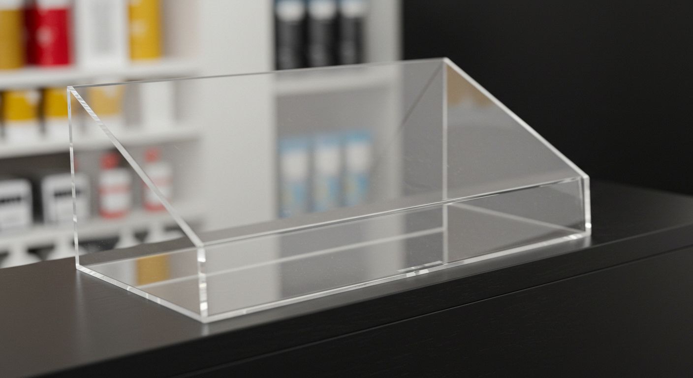 A close-up showing the thick, clear, and sturdy edge of a high-quality acrylic stand