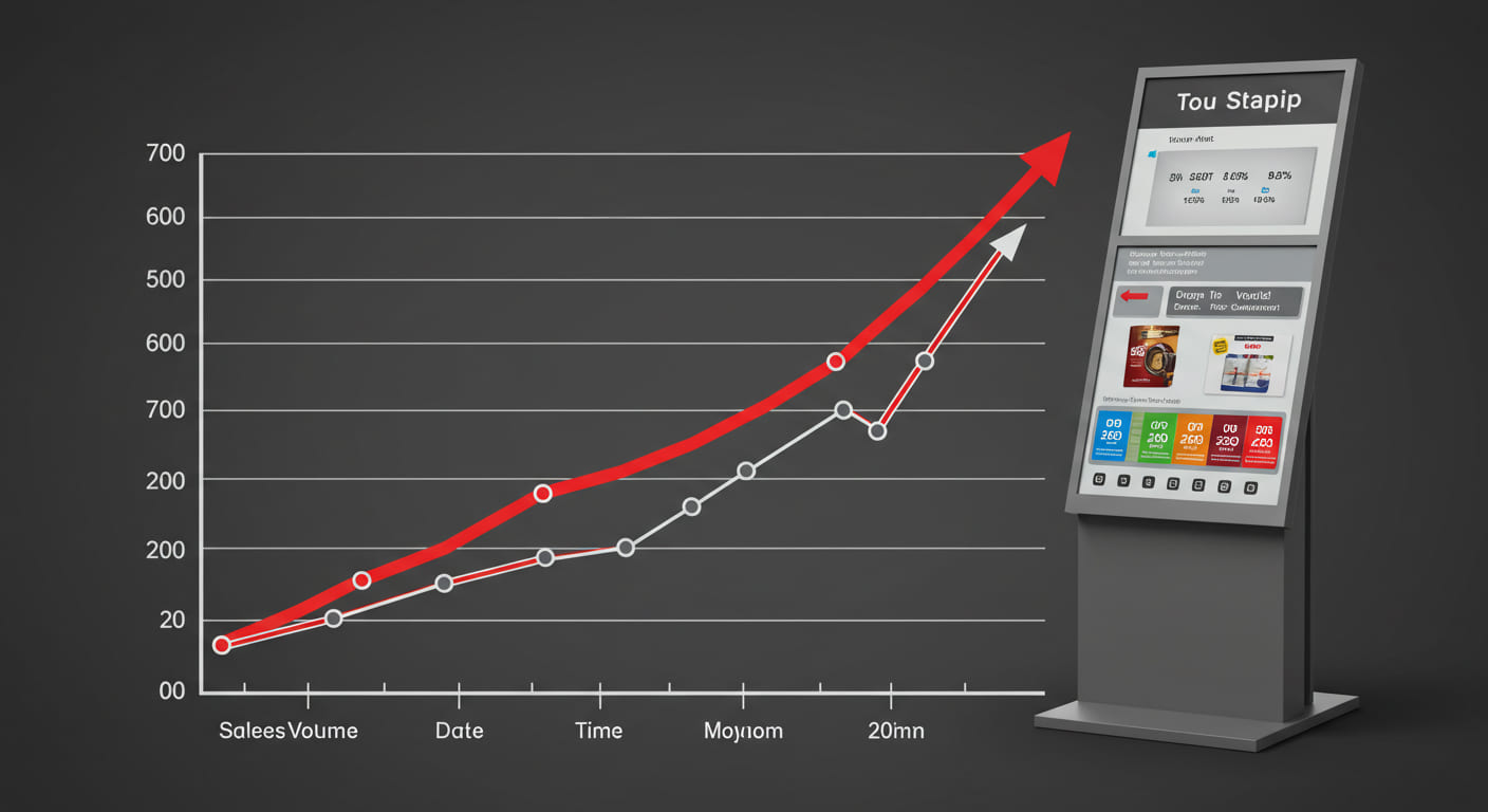 A graph showing a sharp spike in sales after the introduction of a new point of sale display