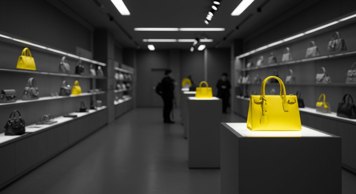 A vibrant retail display using bold, strategic colors to attract customers