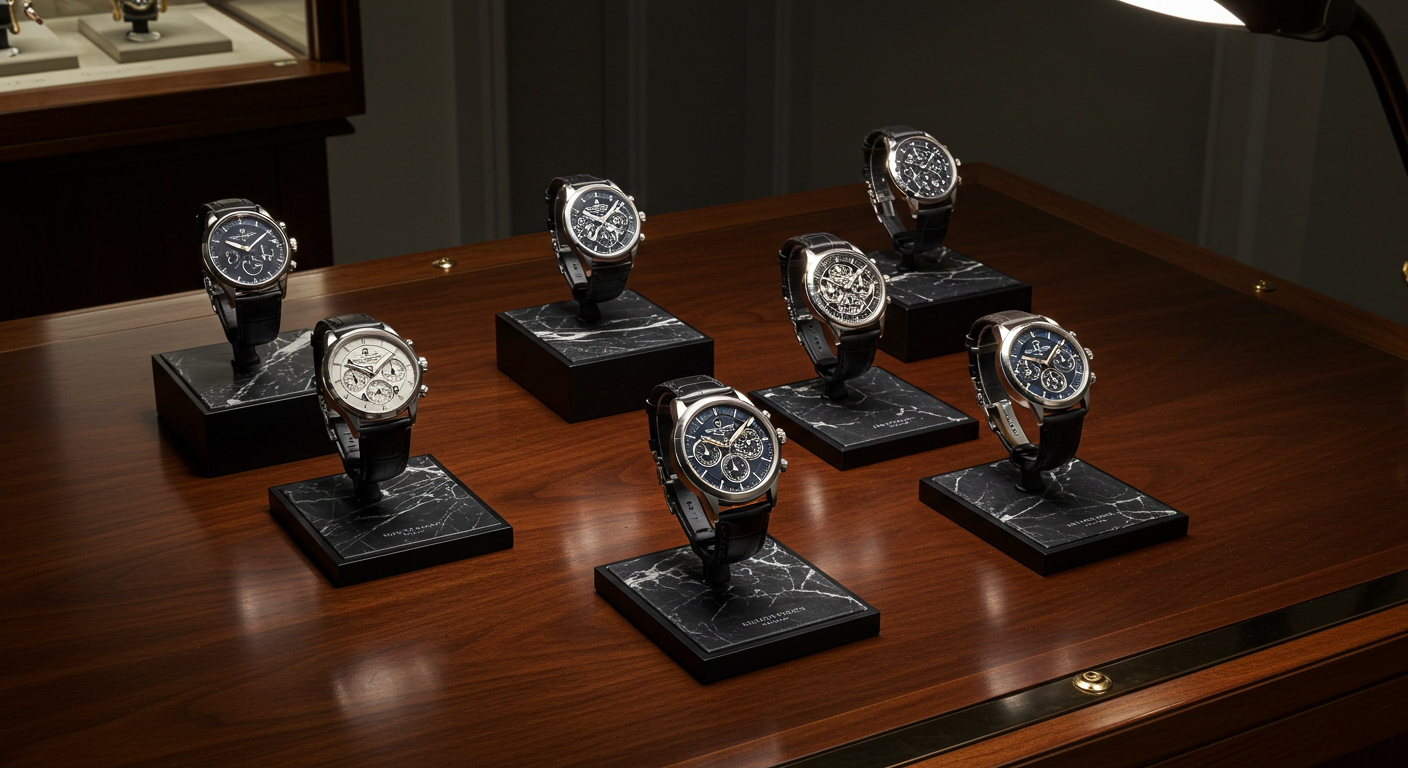 An elegant display for luxury watches that tells a story of craftsmanship and precision