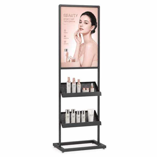 Floor-Standing Metal Cosmetic Poster & Display Stand