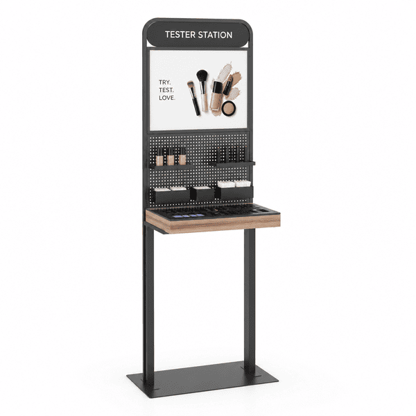 Freestanding Metal Cosmetic Tester Station