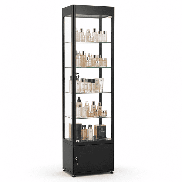 Lockable Metal Cosmetic Security Showcase Tower
