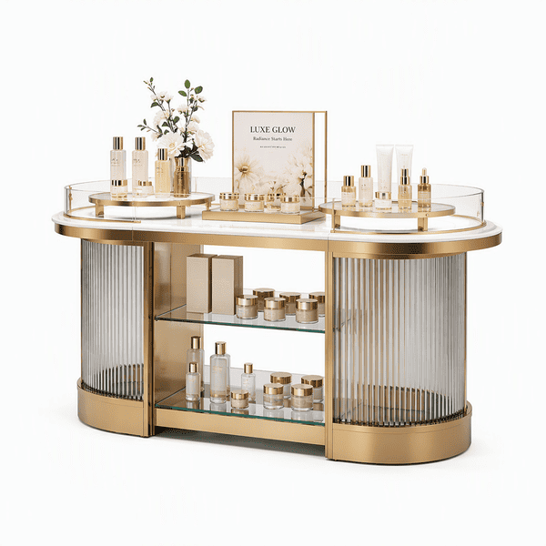 Metal & Glass Cosmetic Promotional Island Table