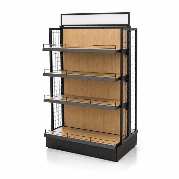 Metal & Wood Cosmetic Gondola Shelving