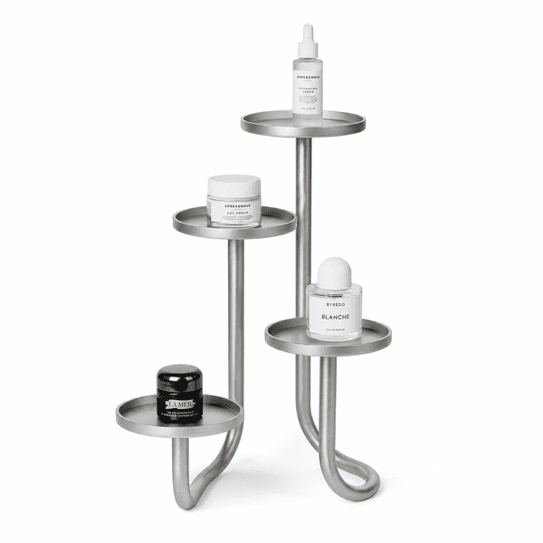 Minimalist Metal Tube Cosmetic Display Pedestal