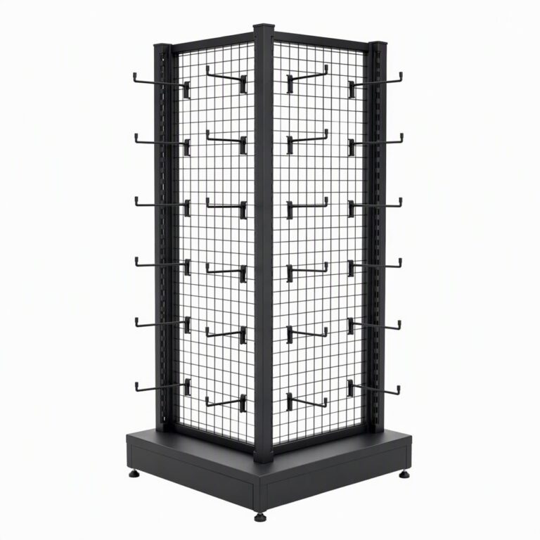 Bespoke Shopfitting 3 Way Industrial Mesh Backing Endcap